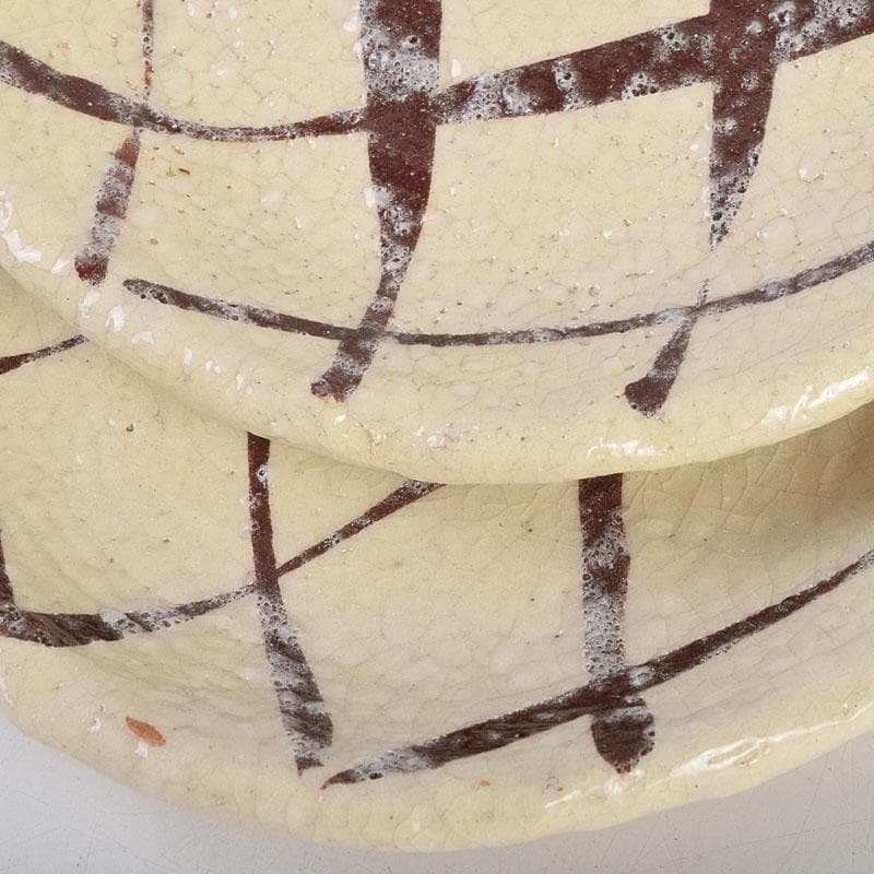 北大路魯山人作　網目文　銘々皿　五客　銘「磯風」　清水公照極め箱　M　R9391