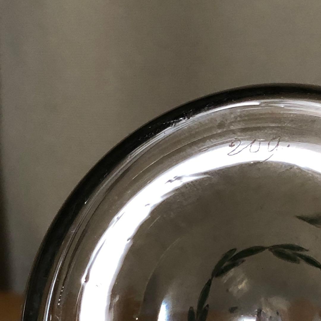 古いデカンタ　ガラス瓶　植物柄　フランス　アンティーク　デキャンタ　no.154