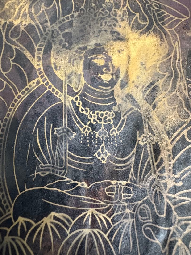 銅板　仏画　鳥に乗った仏様