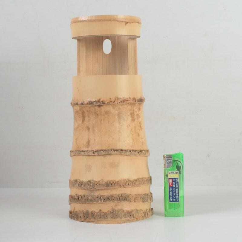 茶道具　淡完作　竹一重切花入　銘好日　紫野　長谷川寛州書付　共布共箱　V9747