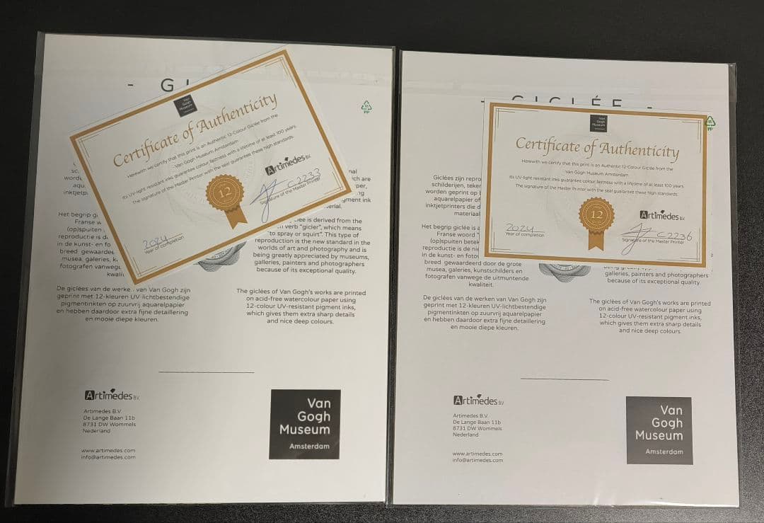 ジクレー ゴッホピカチュウ イーブイ Sサイズ 30cm×40cm 証明書付き