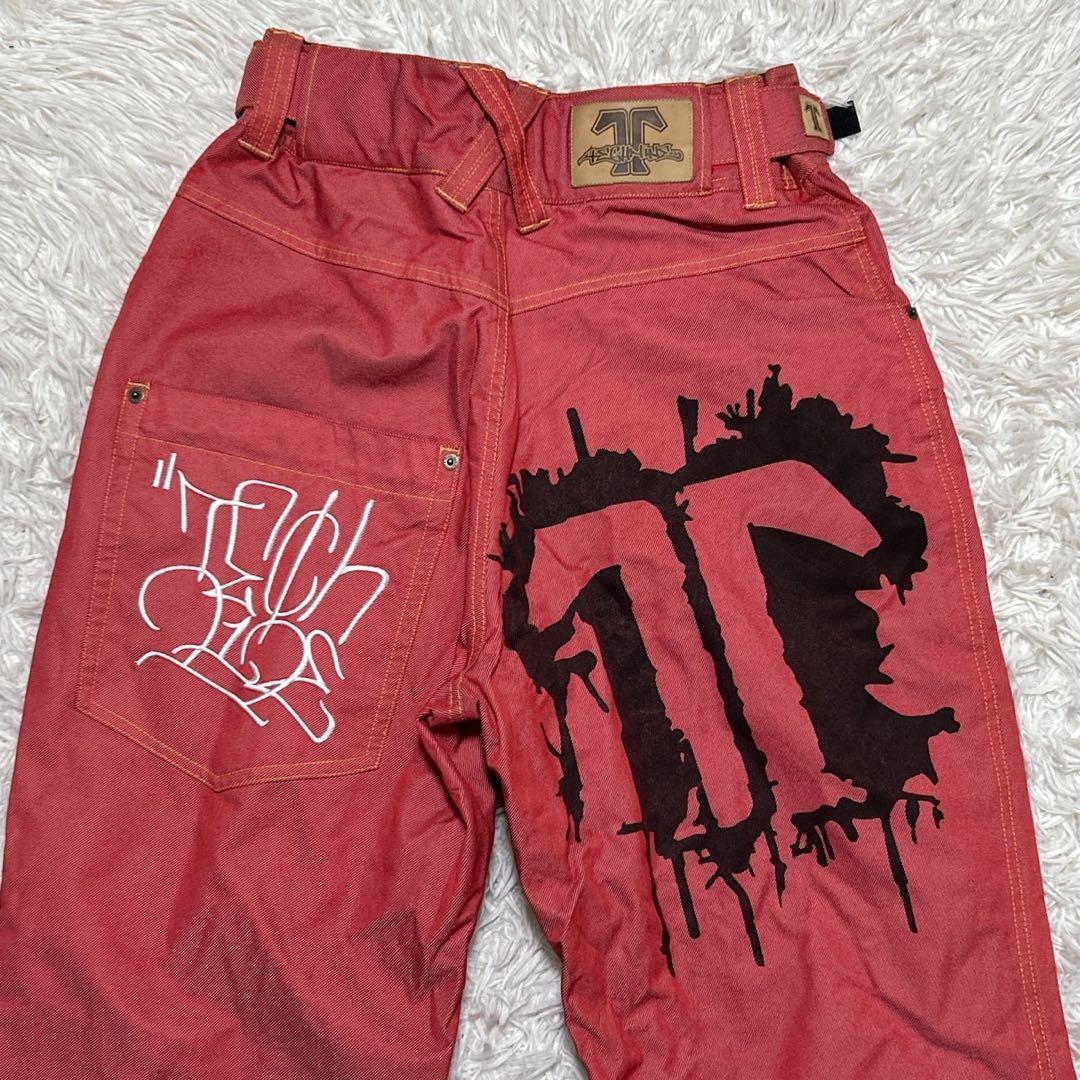 【2479】✨希少✨ TECHNINE テックナイン スノーボードパンツ　赤系