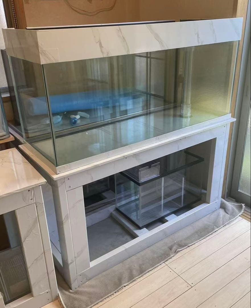 値下げしました‼️⇒ 125-60-45 オーバーフローガラス水槽 と台のセット