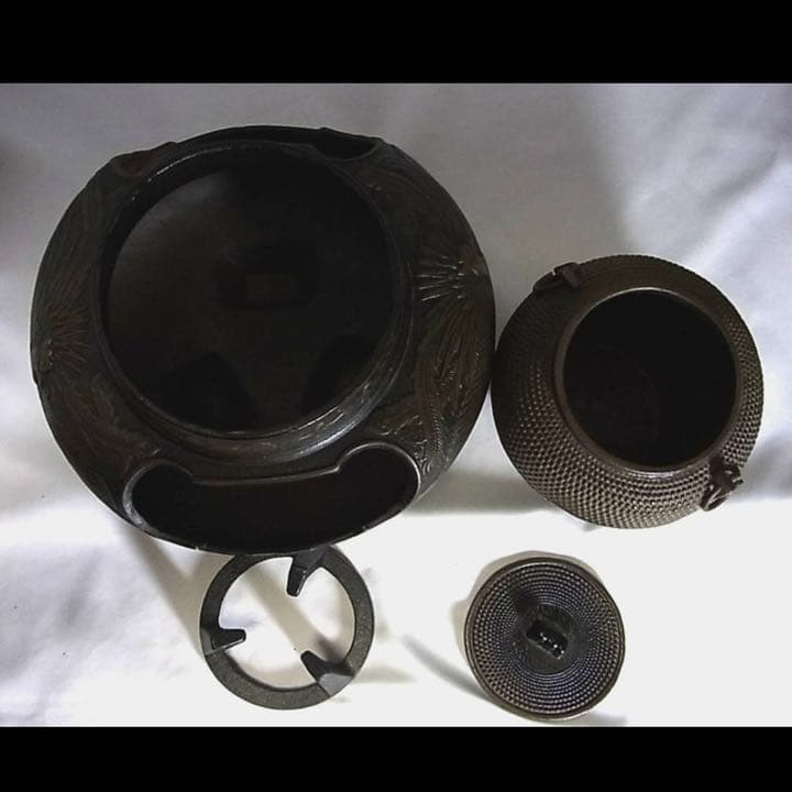 風炉茶釜 裏印 小ぶり(直径約21cm高さ約18cm) 中古