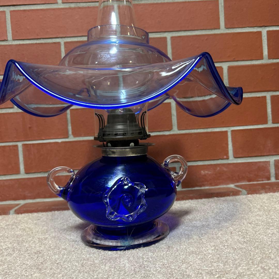 ⭐︎希少⭐︎北海道小樽　ヴィンテージ　北一硝子　青いガラス製　オイルランプ