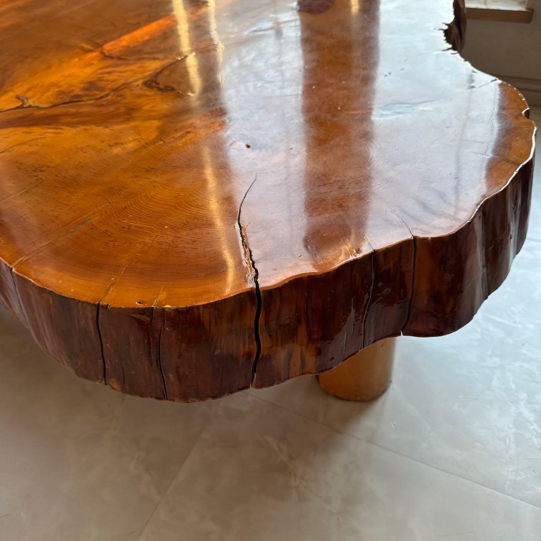 青森ビバ　輪切り　一枚板テーブル　1250✖️1150mm 自然形状　加工品