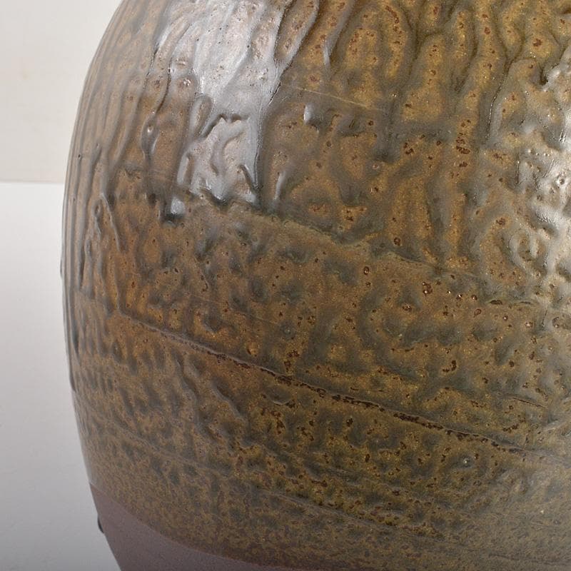 丹波焼　信水窯　飾壷　口覆・飾紐付　共箱　C　6592C