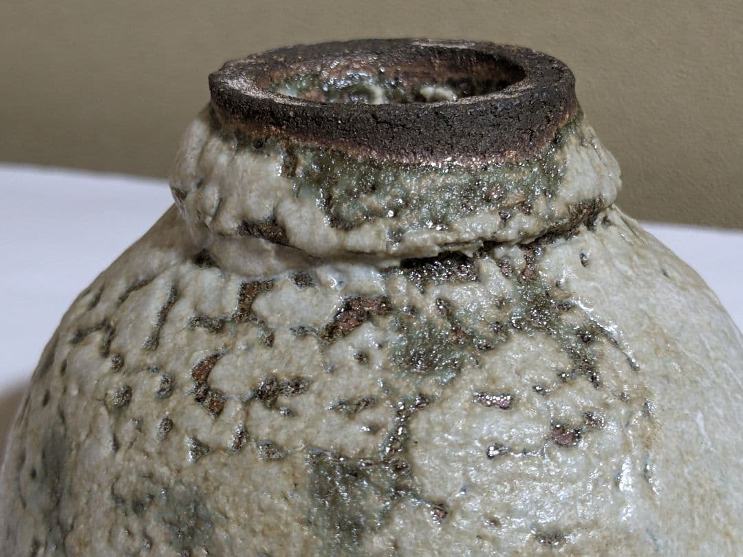 ♦茶道具 抹茶盌 竹節高台 唐津 益子焼？アンティーク 骨董品 コレクション