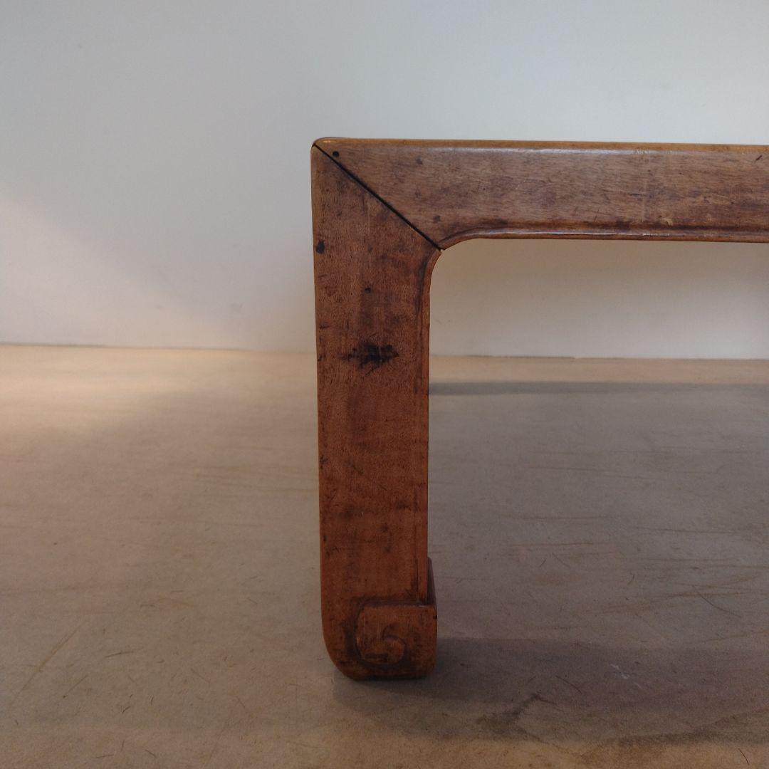 木彫り 古道具 アンティーク 木製 正方形座卓 ナチュラルウッド