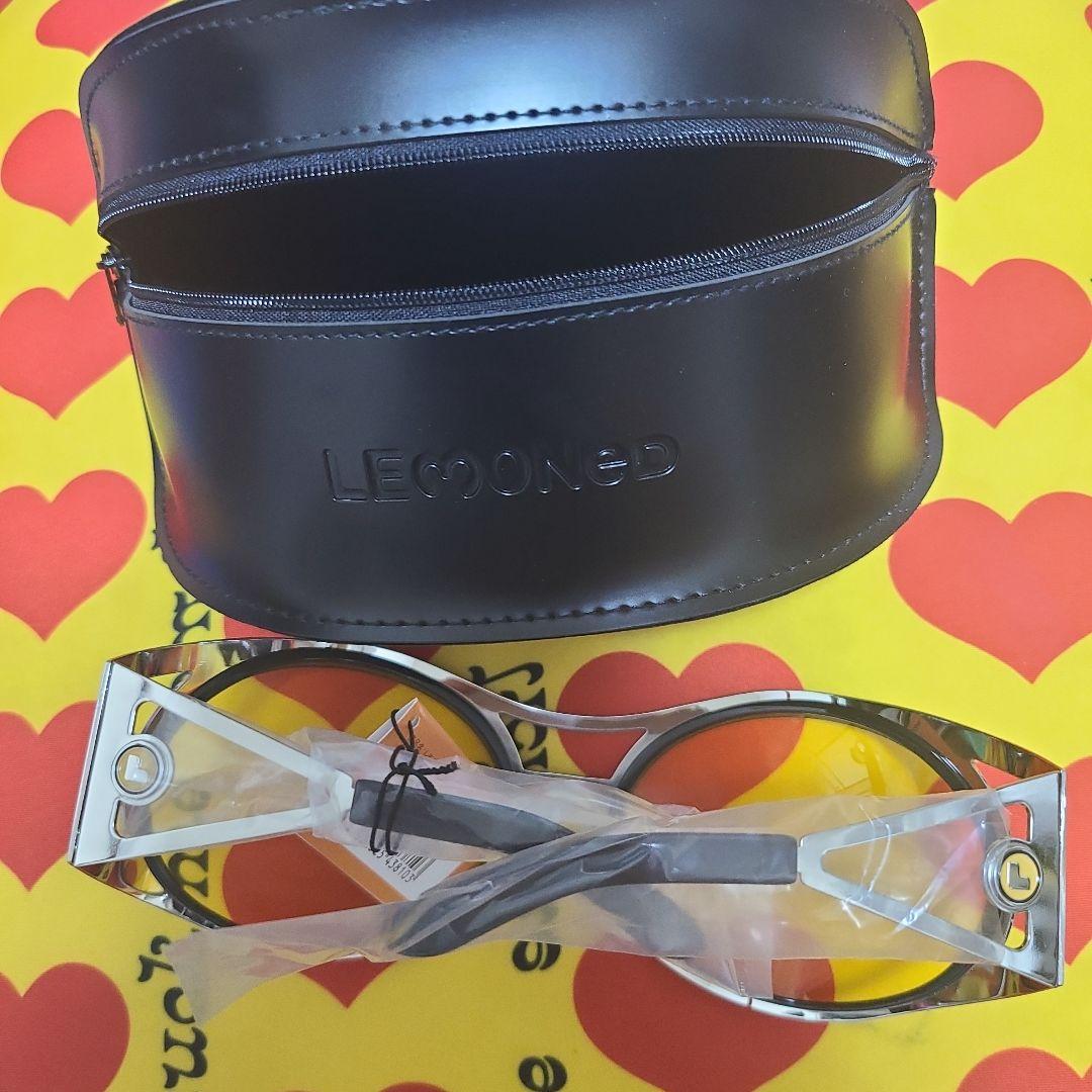 LEMONED イエローラウンドサングラス ケース付き