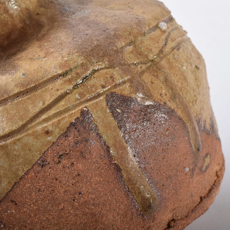 コロンビア渓谷焼　両志庵窯　大木宗完作　蹲（うづくまる）壷　共箱　V　R8721