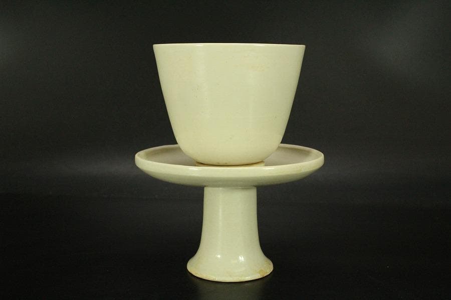 中国美術 白磁 碗 碗台 二件揃 φ12.5cm(LC512)