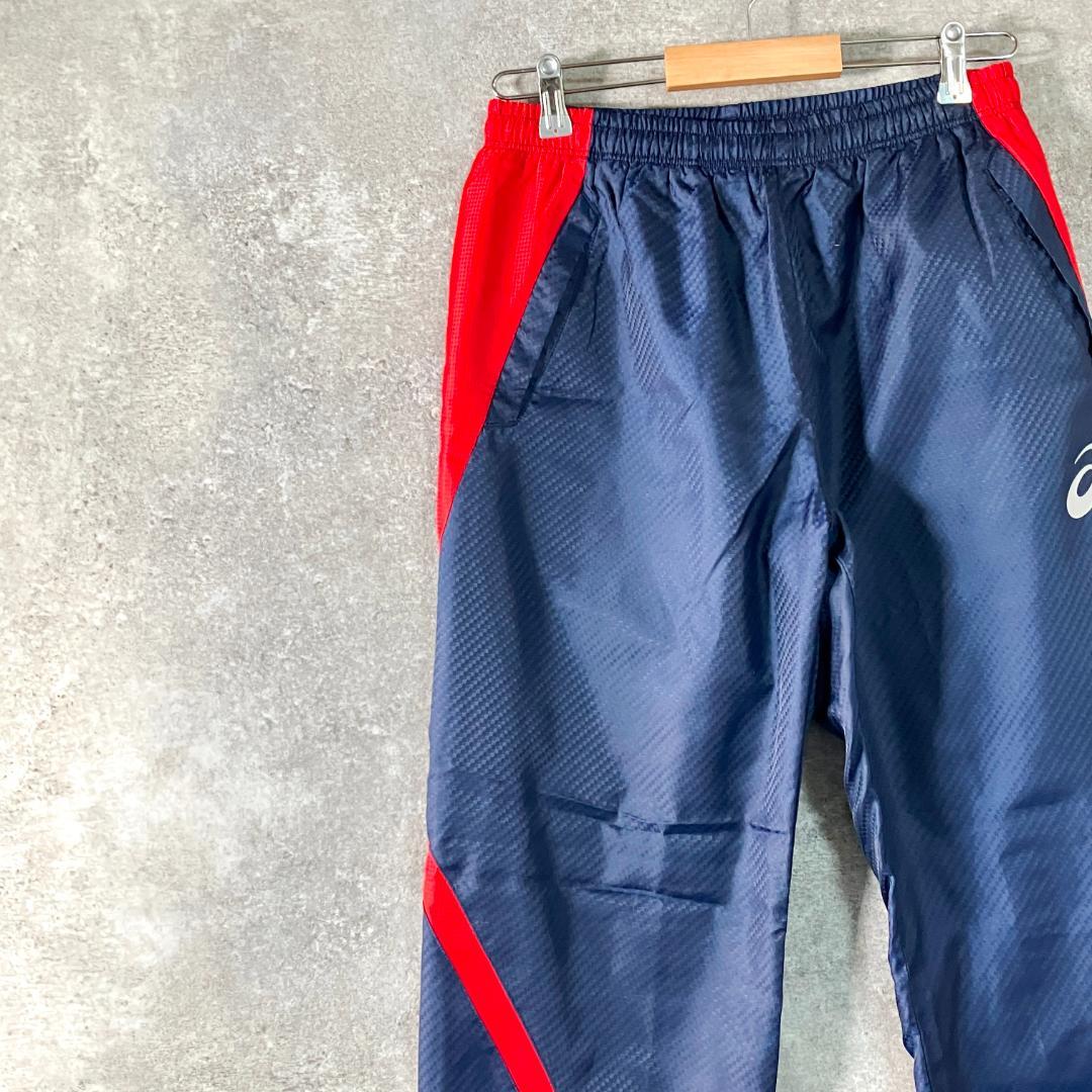 asics　トラックパンツ　ネイビー　フルレングス　フィットネス　スポーツ