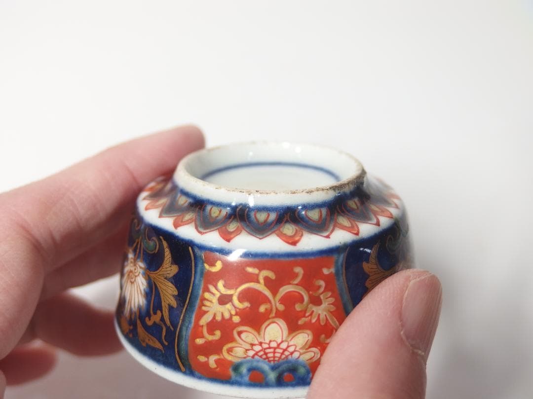 大聖寺錦手琴高仙人図酒盃/ぐいのみ/酒器/珍品！/金継ぎ材料