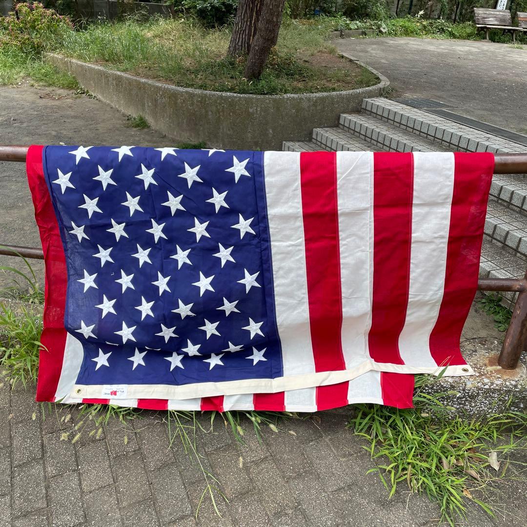 特大！BIG アメリカヴィンテージ星条旗cottonフラッグ　USAアンティーク