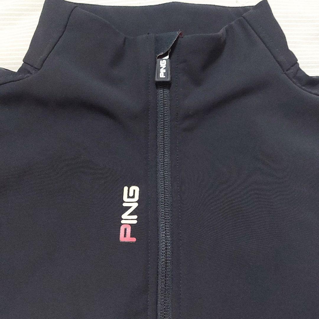 PING POLARTEC 裏起毛 薄手 ベスト ダブルジップ 黒 Lサイズ