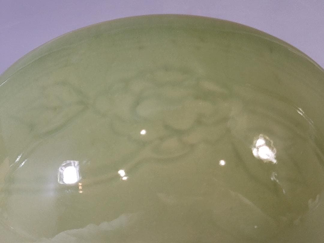 茶道具 中国 青磁 牡丹唐草紋 茶碗 DT778