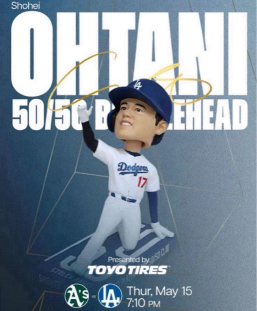 大谷翔平　50/50 盗塁　ボブルヘッド　ドジャース　来場者限定　冊子付