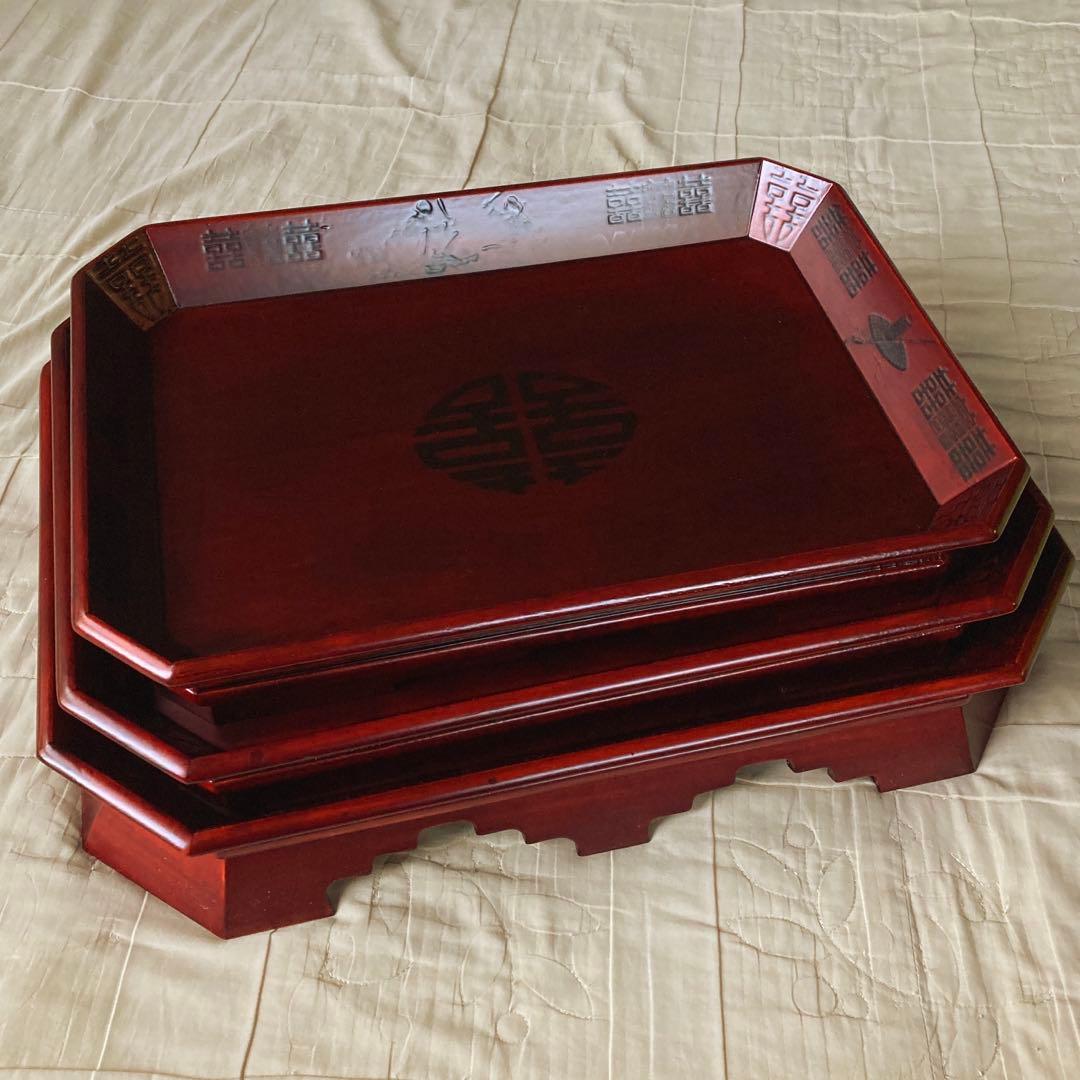 韓国伝統工芸品　八角漆器　トレイ3段　未使用