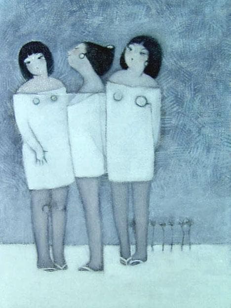 油絵 菅家令子 絵 絵画インテリア 額付(黒)人物 F4-142023 冬 子供