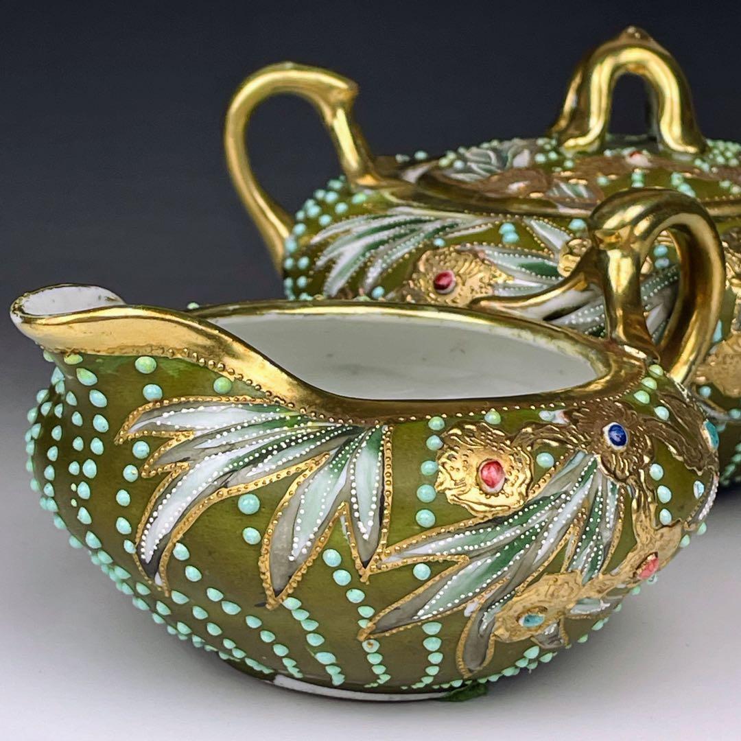 【希少】オールドノリタケ シュガーボウル クリーマー ジュエル エナメル盛り