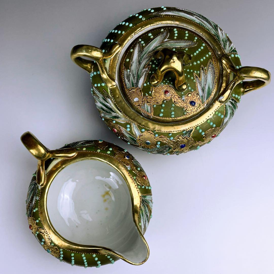 【希少】オールドノリタケ シュガーボウル クリーマー ジュエル エナメル盛り