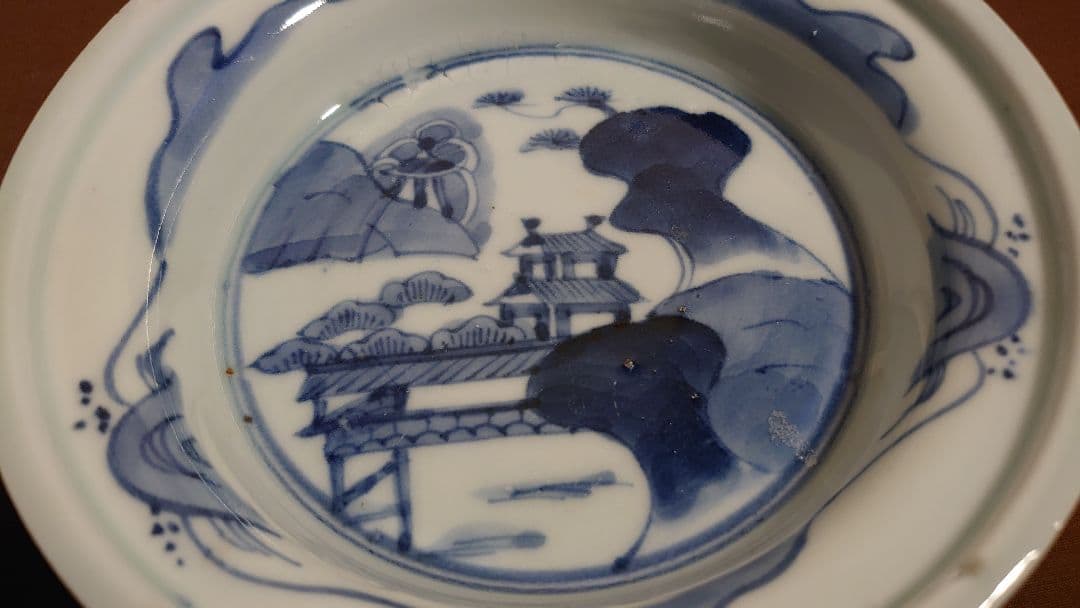 古伊万里　伊万里　染付　山水　菓子鉢　アンティーク伊万里　２客