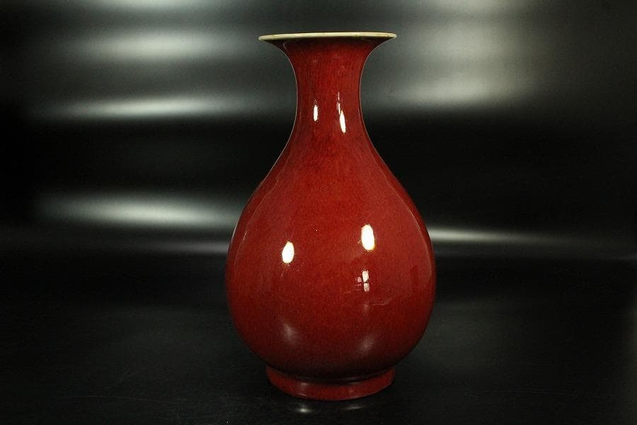 中国美術 釉裏紅 瓶 美品(K-HA504)