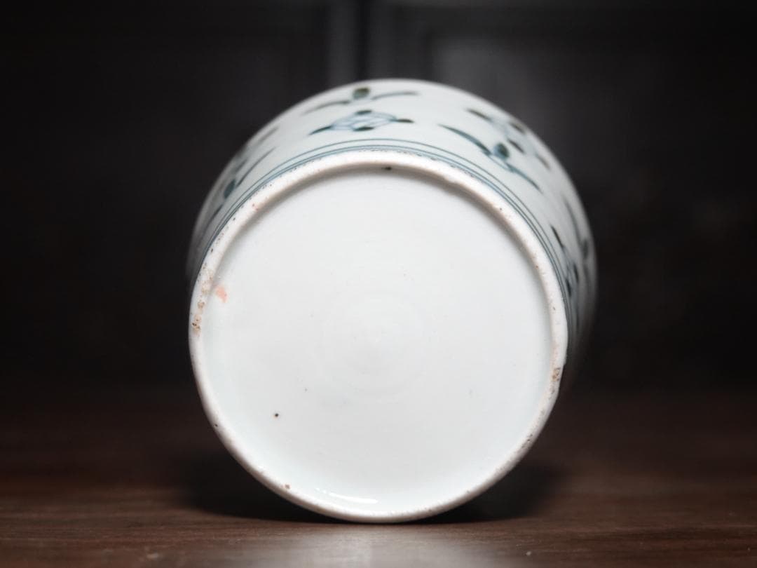 送料無料　古伊万里　染付　羽根に宝文　蕎麦猪口　江戸中期　酒器　盃　コップ　①