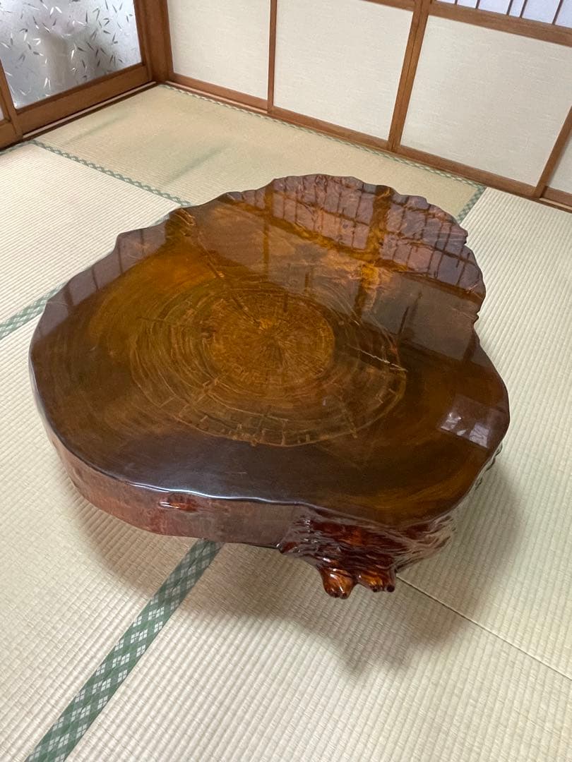 asaki　秋山郷　山源木工　無垢　輪切りテーブル