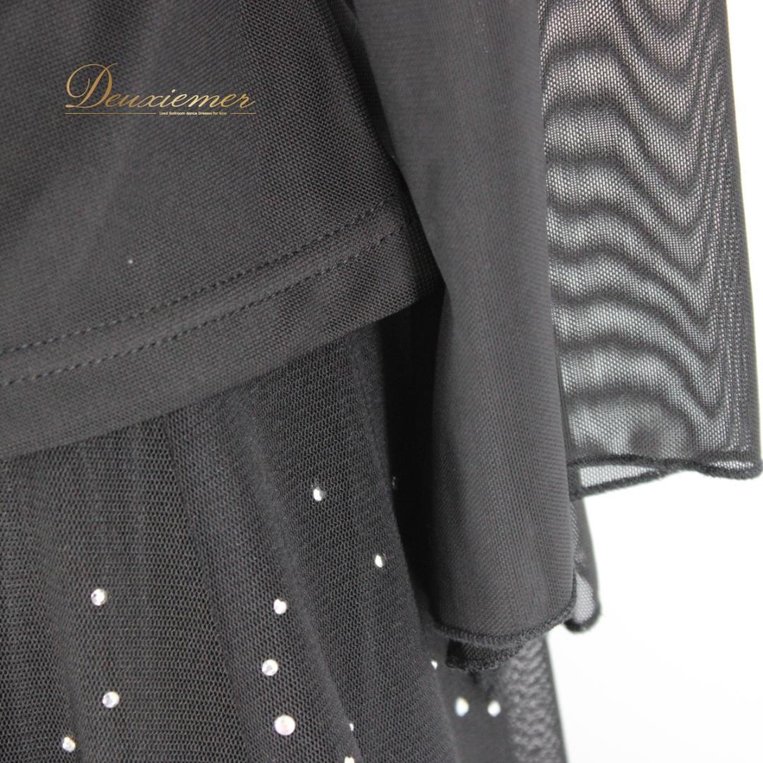 【美品 社交ダンス衣装】上下セット ICHIOKU 黒 ブラック ラインストーン