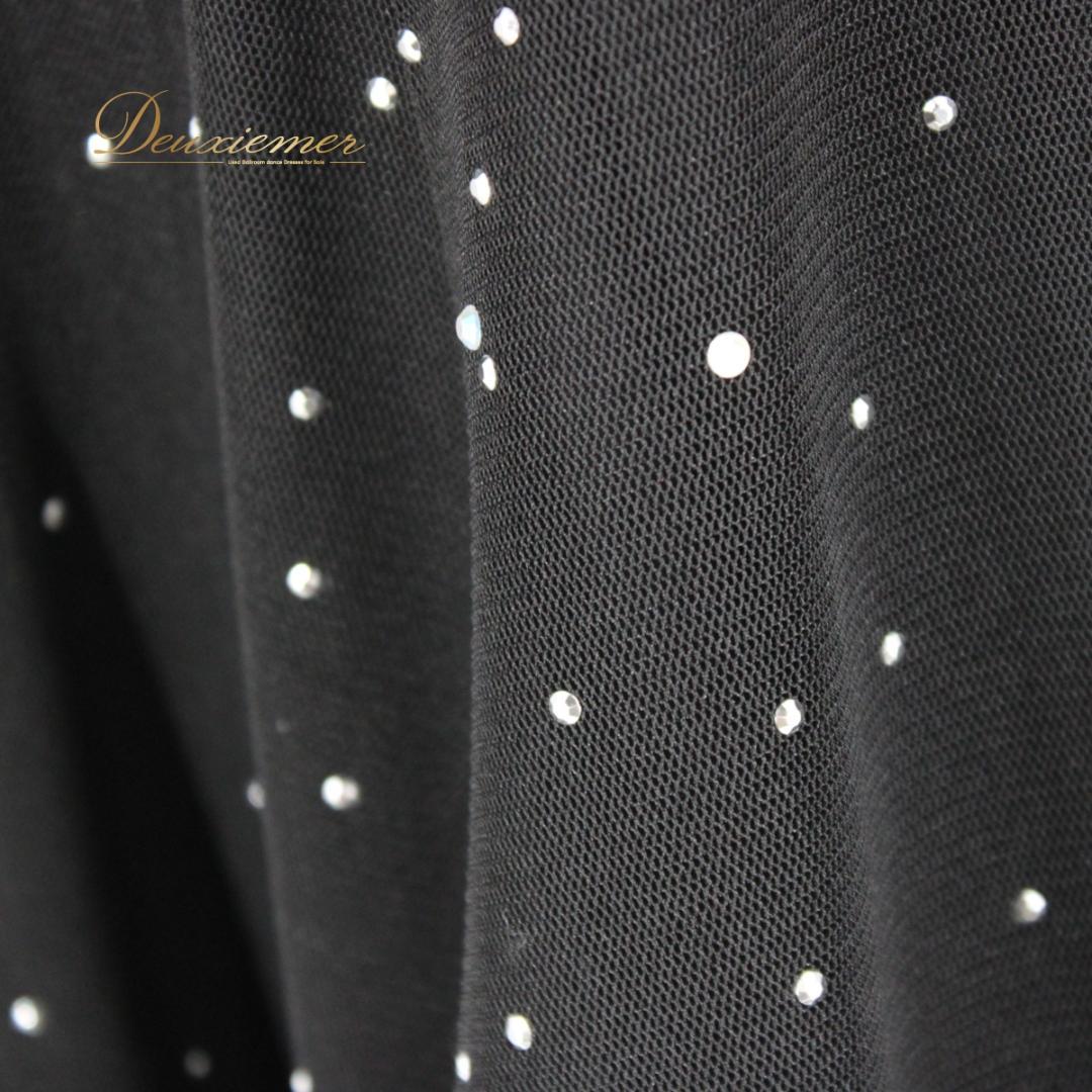 【美品 社交ダンス衣装】上下セット ICHIOKU 黒 ブラック ラインストーン