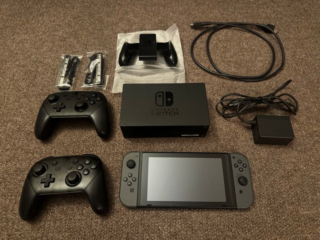 Nintendo Switch グレー 本体＋純正Proコントローラー 2個付き
