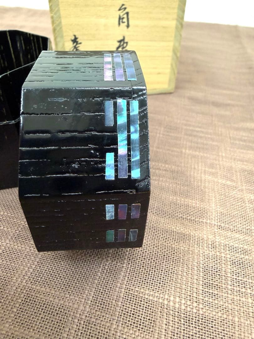 高橋峯房　八角棗　共箱　青貝　八卦文　　 美品　茶道具　茶入