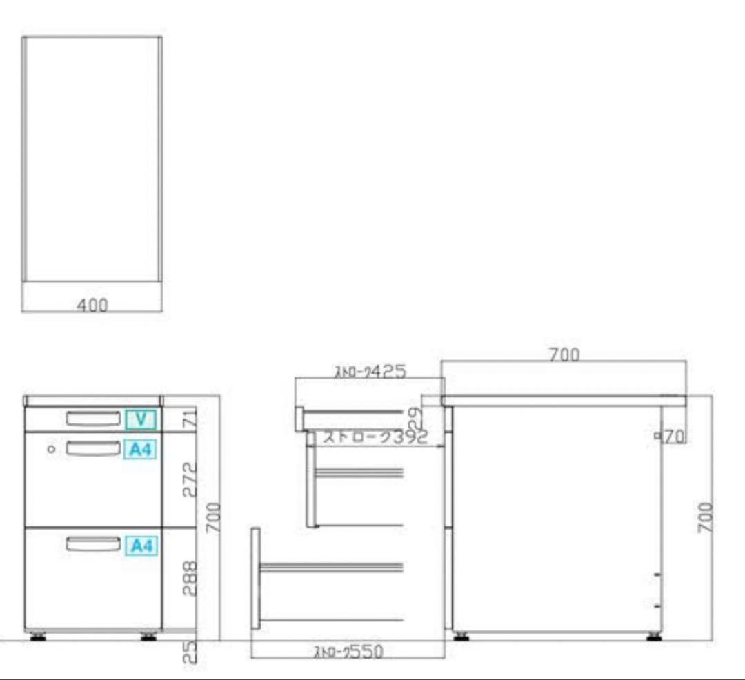 コクヨ インベントデスクINVENT 脇デスク ブラック/ホワイト
