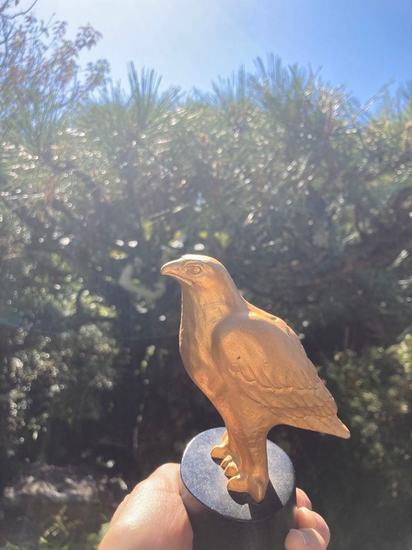 金色の鷹の彫刻 木箱付き