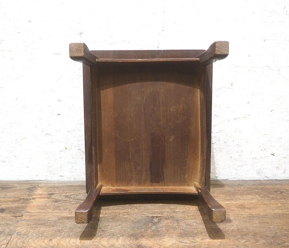 1382 栗の一枚板　レトロなローテーブル　文机　陳列台　展示台　アンティーク