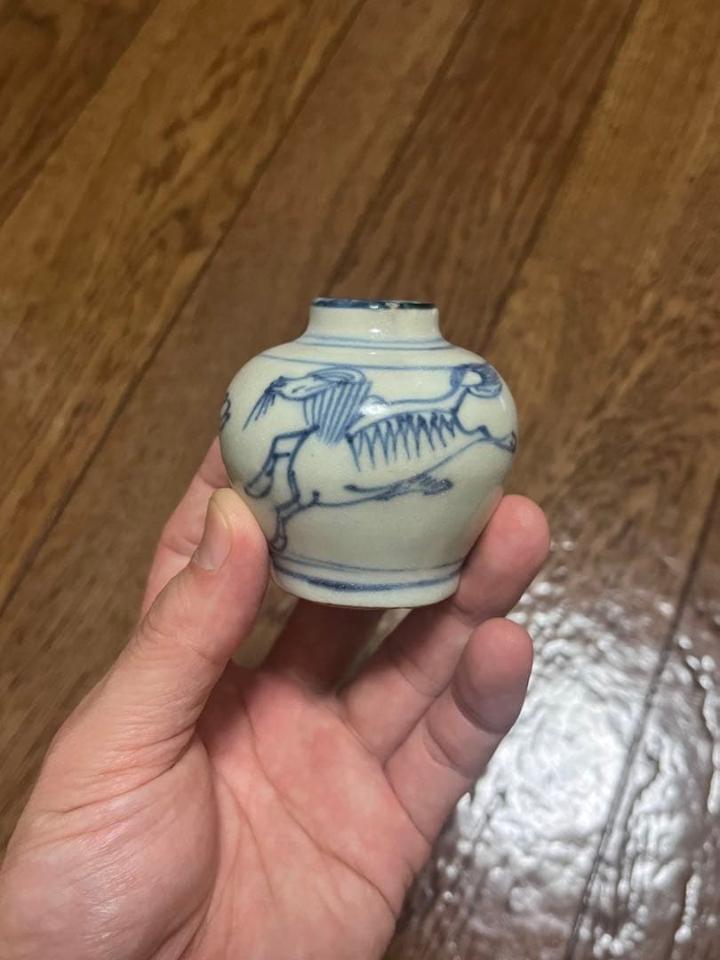 古染付　小壷　小壺　馬　干支　麒麟　香炉　初期伊万里　李朝　民藝　民芸　安南