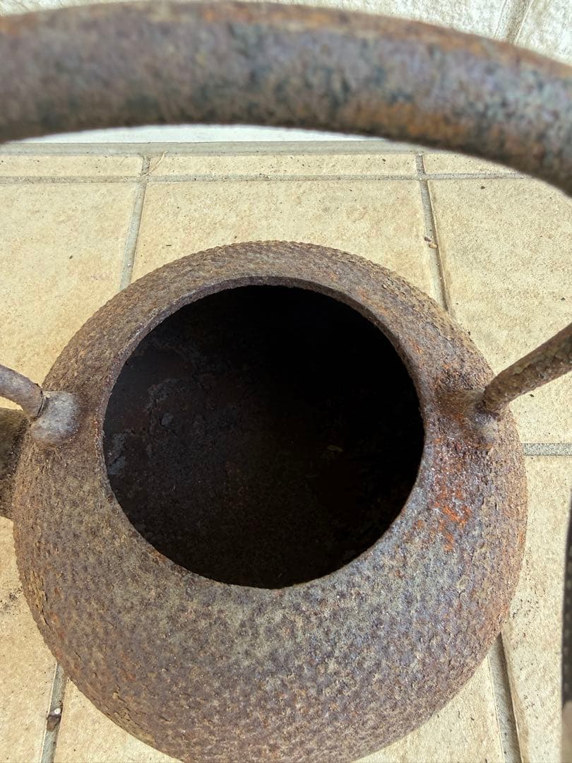 時代物 南部鉄器 鉄瓶 在銘 水漏れなし 直径20cm 古鉄瓶 茶道具 骨董
