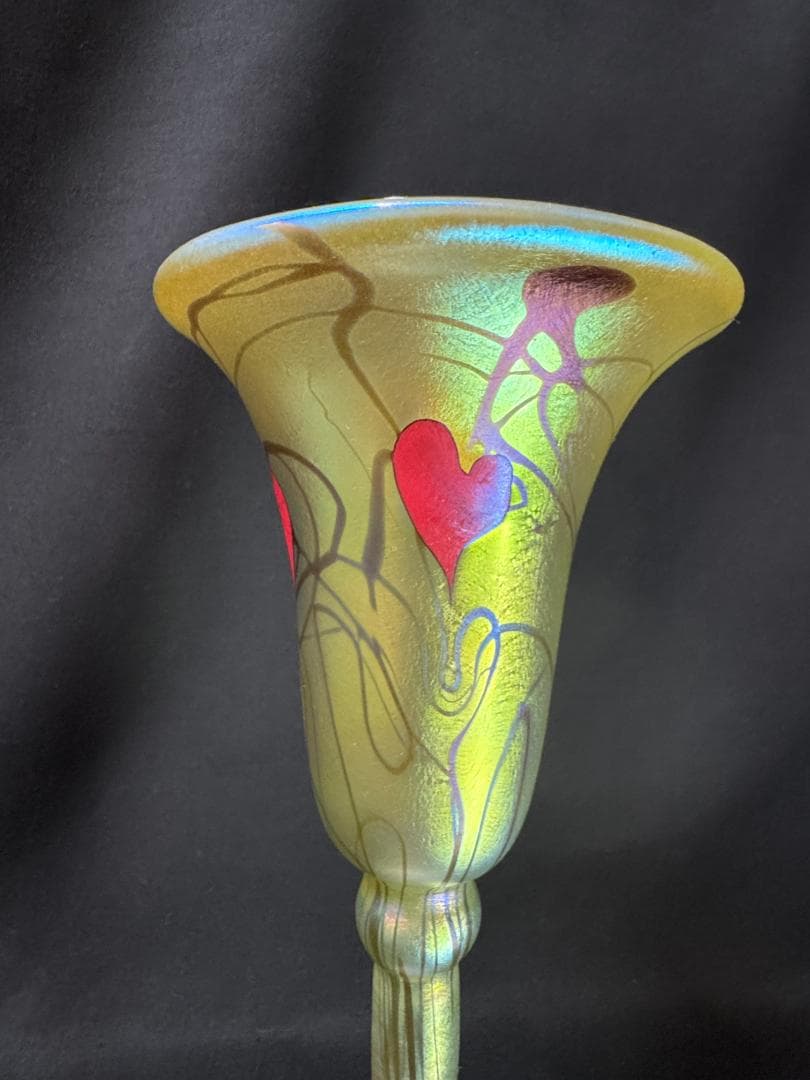 【ヴィンテージ】ティファニースタイル 幾何学文聖杯 コーディアルグラス