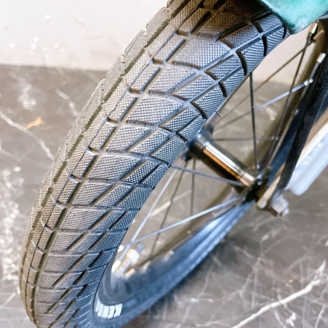 【918】バイク風子供車 Number グリーン 補助輪付き