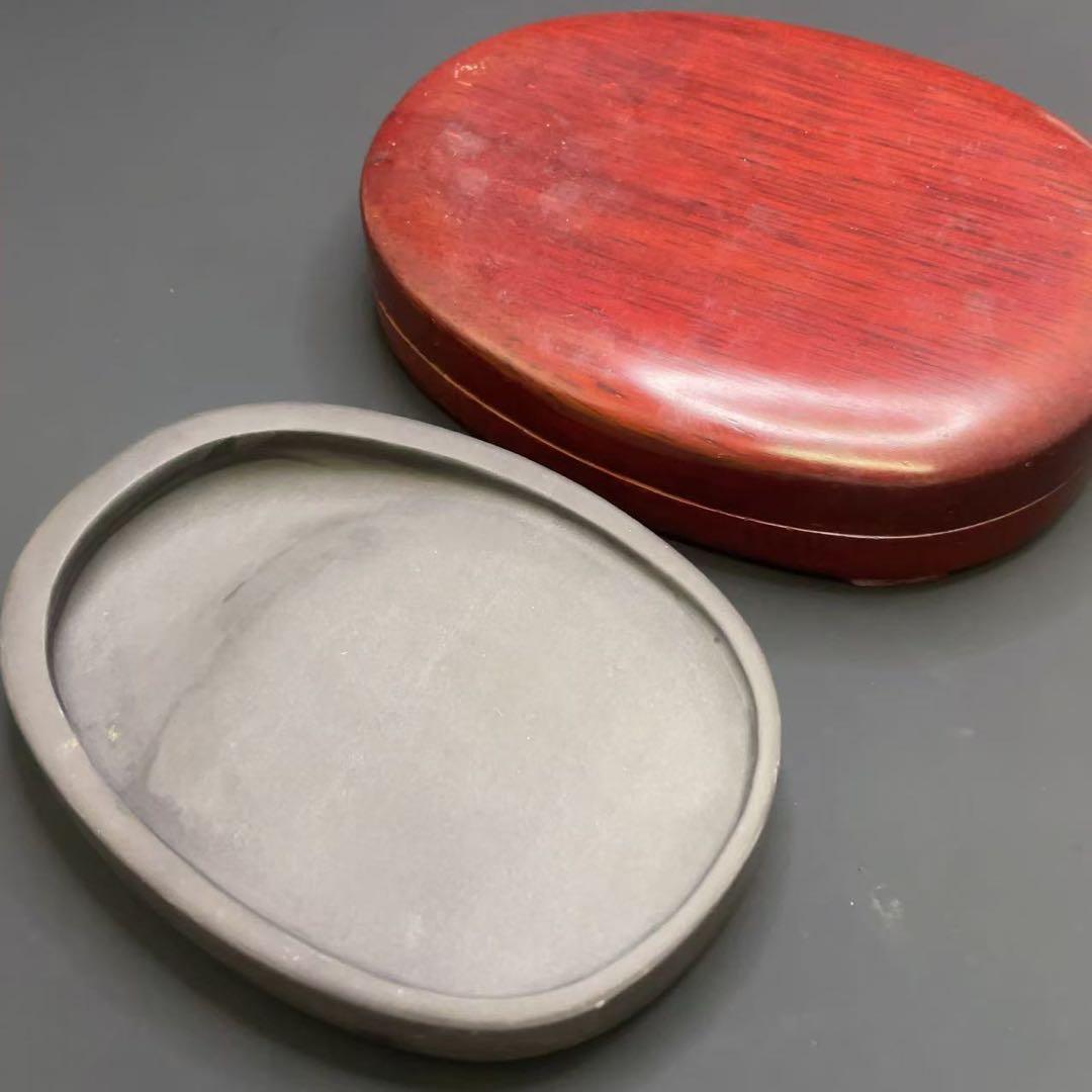 硯 すずり 木箱蓋付き 墨 書画 骨董