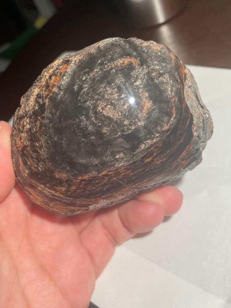 研磨品　十勝石玲瓏　ゴールデンマホガニーオブシディアン　特級品