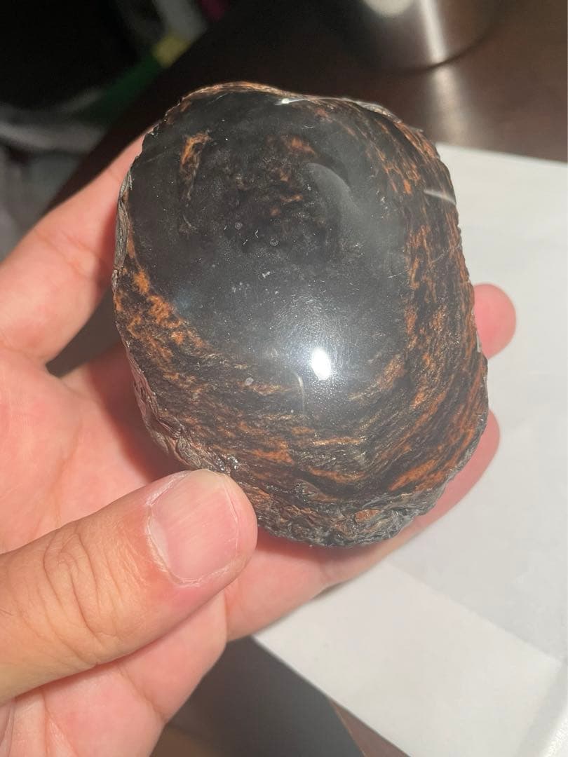 研磨品　十勝石玲瓏　ゴールデンマホガニーオブシディアン　特級品