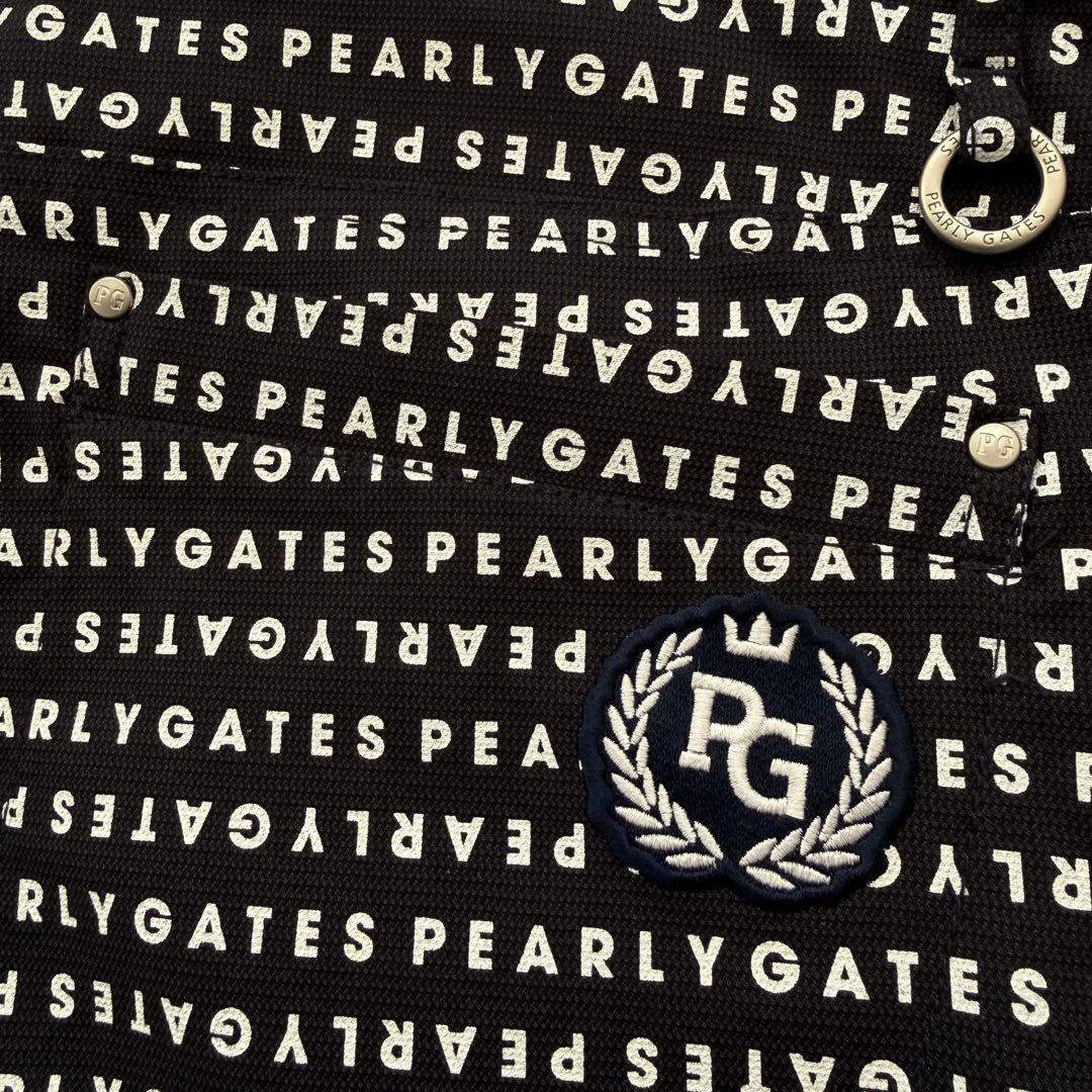 現行モデル　パーリーゲイツ　パンツ　総柄　黒　白　XL〜XXL相当 ストラップ付