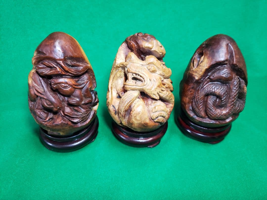 マリン木　薔薇の根　十二支　木彫りの置物