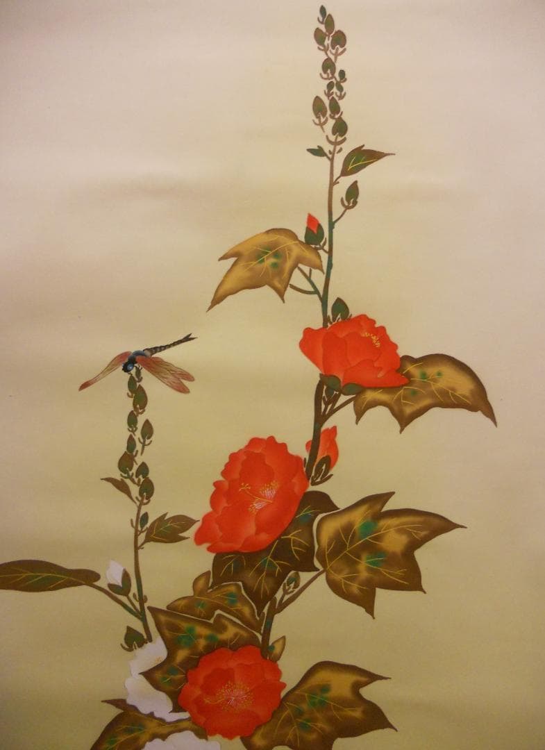 掛け軸 小川大鳳 作 『 紫陽花 』 絹本 希少 軸装 茶道具 掛軸 美品 です