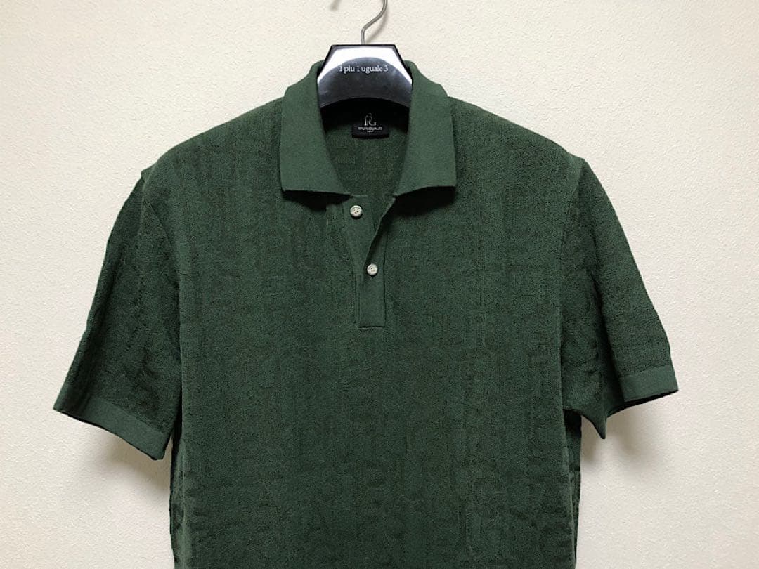 新品1PIU1UGUALE3 GOLF定9.4万24SS半袖ニットセットアップ緑