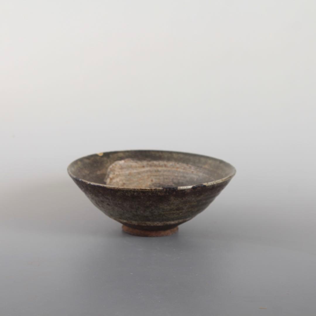 「初雪」はけめ 茶碗 加藤石春 茶道具 古美術 古道具 アンティーク