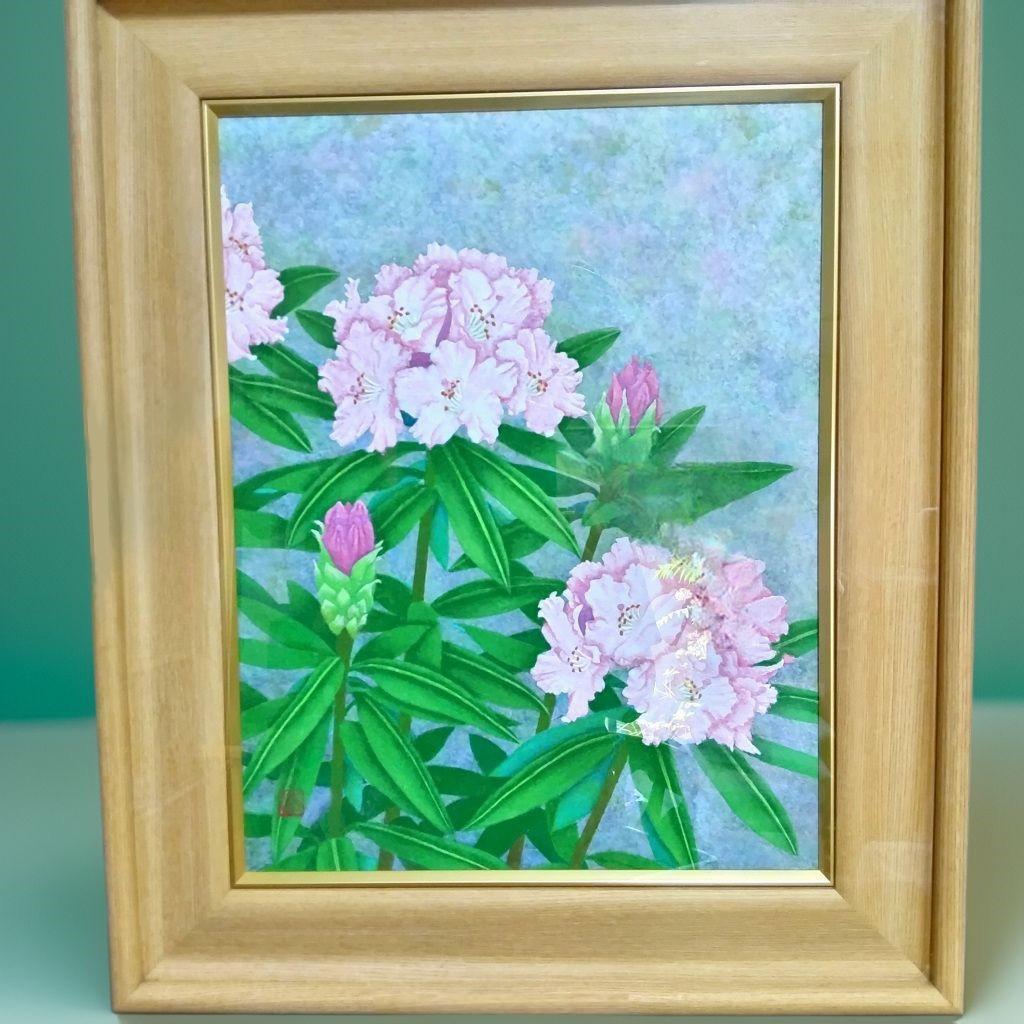 絵画 日本画 ガラス額付き 差し替え画2枚おまけ